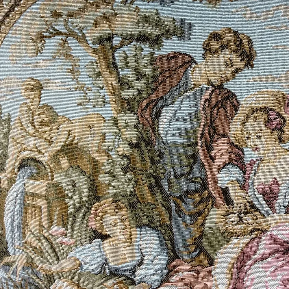 Vintage French Country Tapestry Courting Scene Throw Pillow 17x17